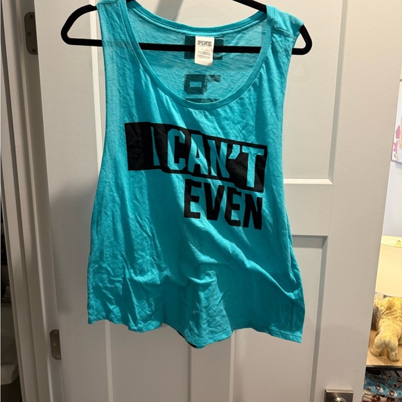 PINK Victoria's Secret Blue Cut Out Tank Top - Picture 1 of 3